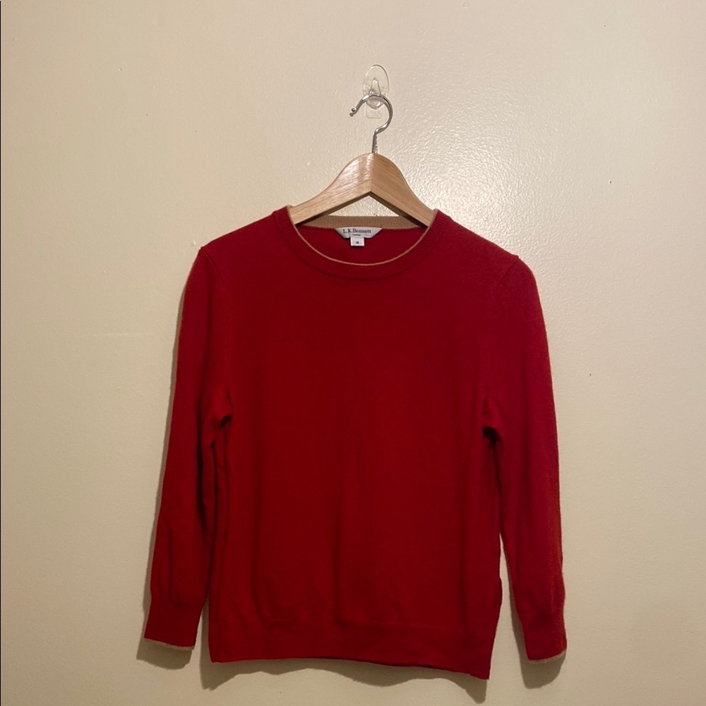 L.K. Bennett Wool cashmere Vibrant Red Knitwear. Size M